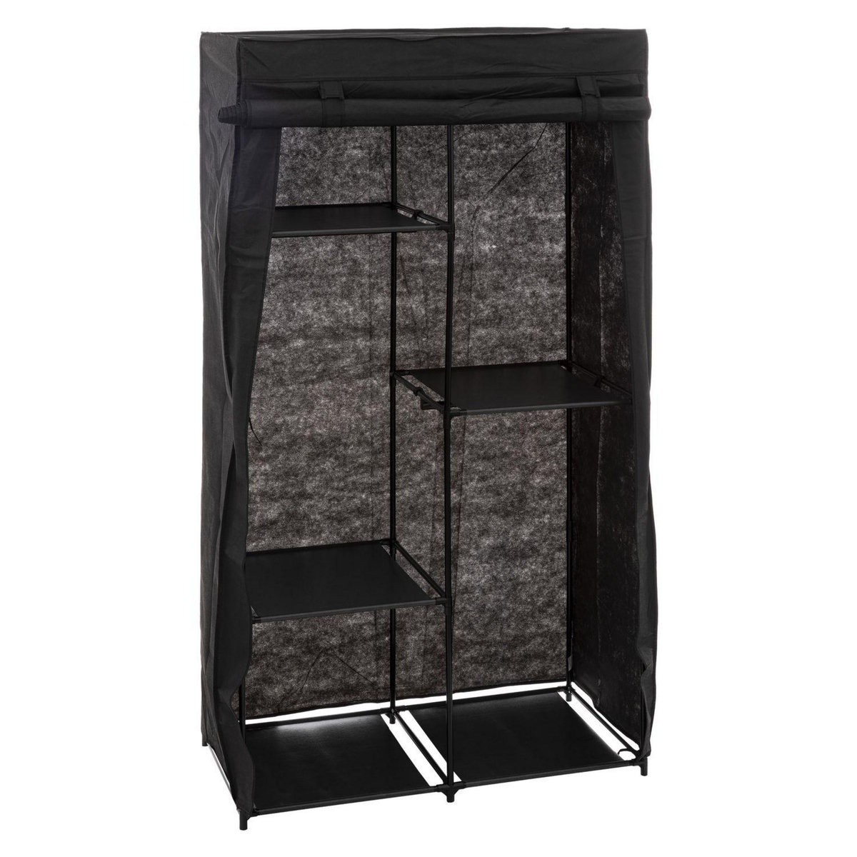 FIVE Armoire en tissu modulable avec 3 penderies et 5 étagères - Noir