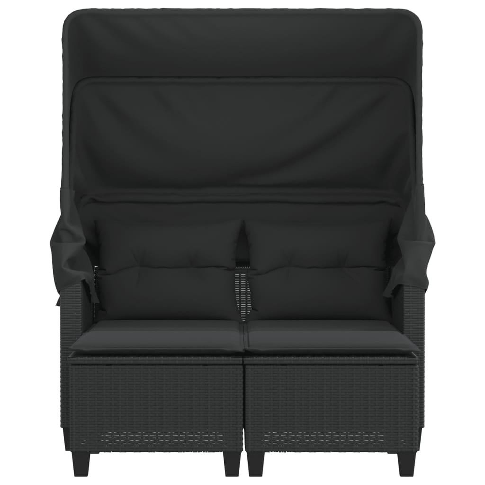 Voir la diapositive 5 : VIDAXL Canape de jardin 2 places avec auvent et tabourets noir rotin