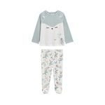 Petit Béguin Pyjama bébé 2 pièces en velours avec pieds Alma. Coloris disponibles : Bleu