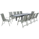 Habitat et Jardin Salon de jardin repas en aluminium extensible  Lagos  - 140/280 x 90 x 76 cm - 10 places - Gris clair