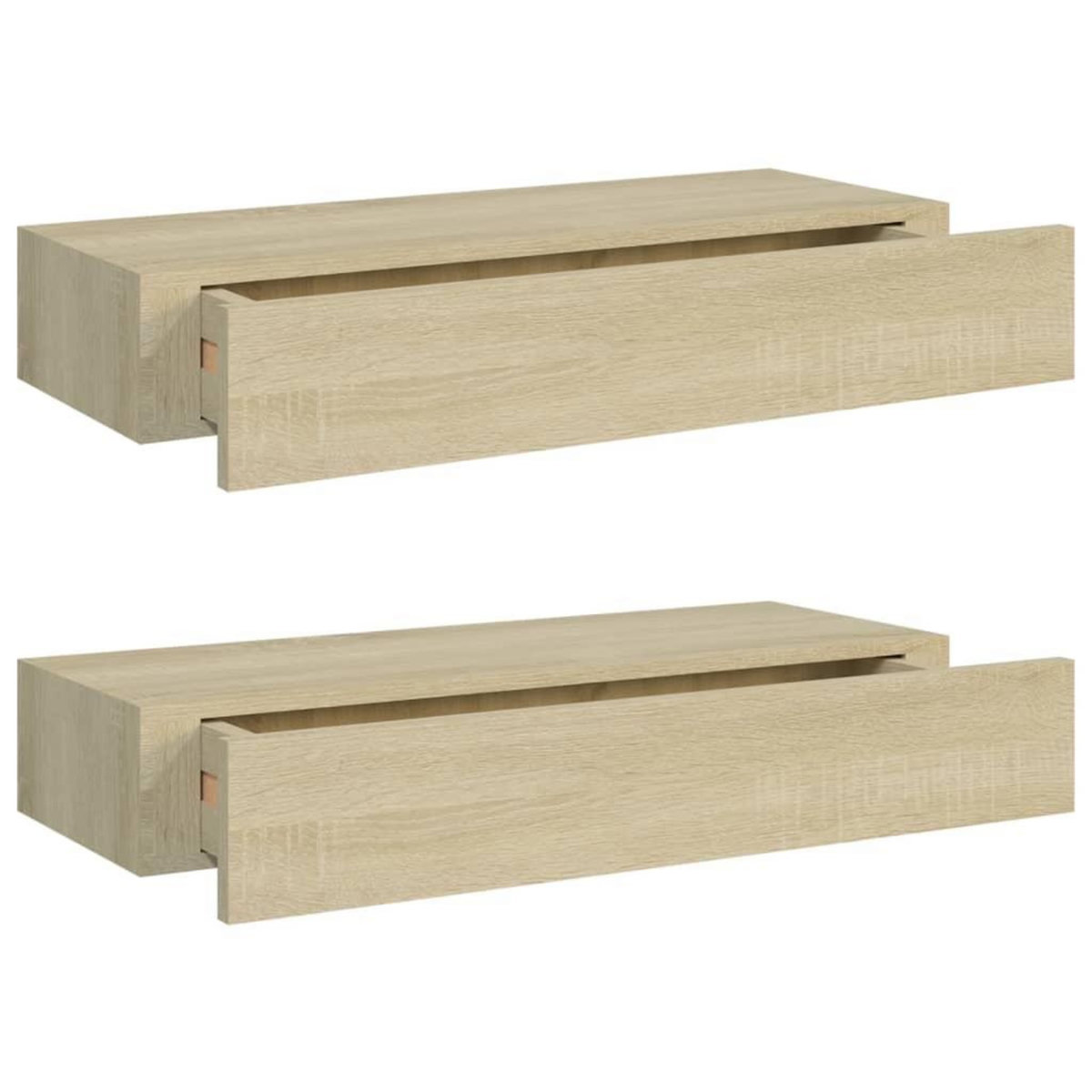 VIDAXL Etageres a tiroirs murales 2 pcs chene 60x23,5x10 cm MDF