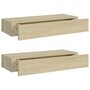 Voir la diapositive 2 : VIDAXL Etageres a tiroirs murales 2 pcs chene 60x23,5x10 cm MDF