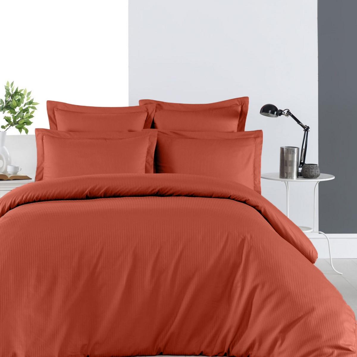 Sensei Maison Lot de 2 taies d'oreiller rayées en satin de coton 120 fils VERSALUXE