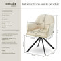 Voir la diapositive 6 : tectake Chaise pivotante en velours rembourrée crème/noir