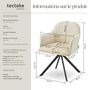 Voir la diapositive 6 : tectake Chaise pivotante en velours rembourrée crème/noir