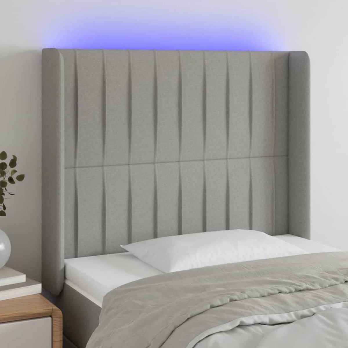 VIDAXL Tete de lit a LED Gris clair 103x16x118/128 cm Tissu