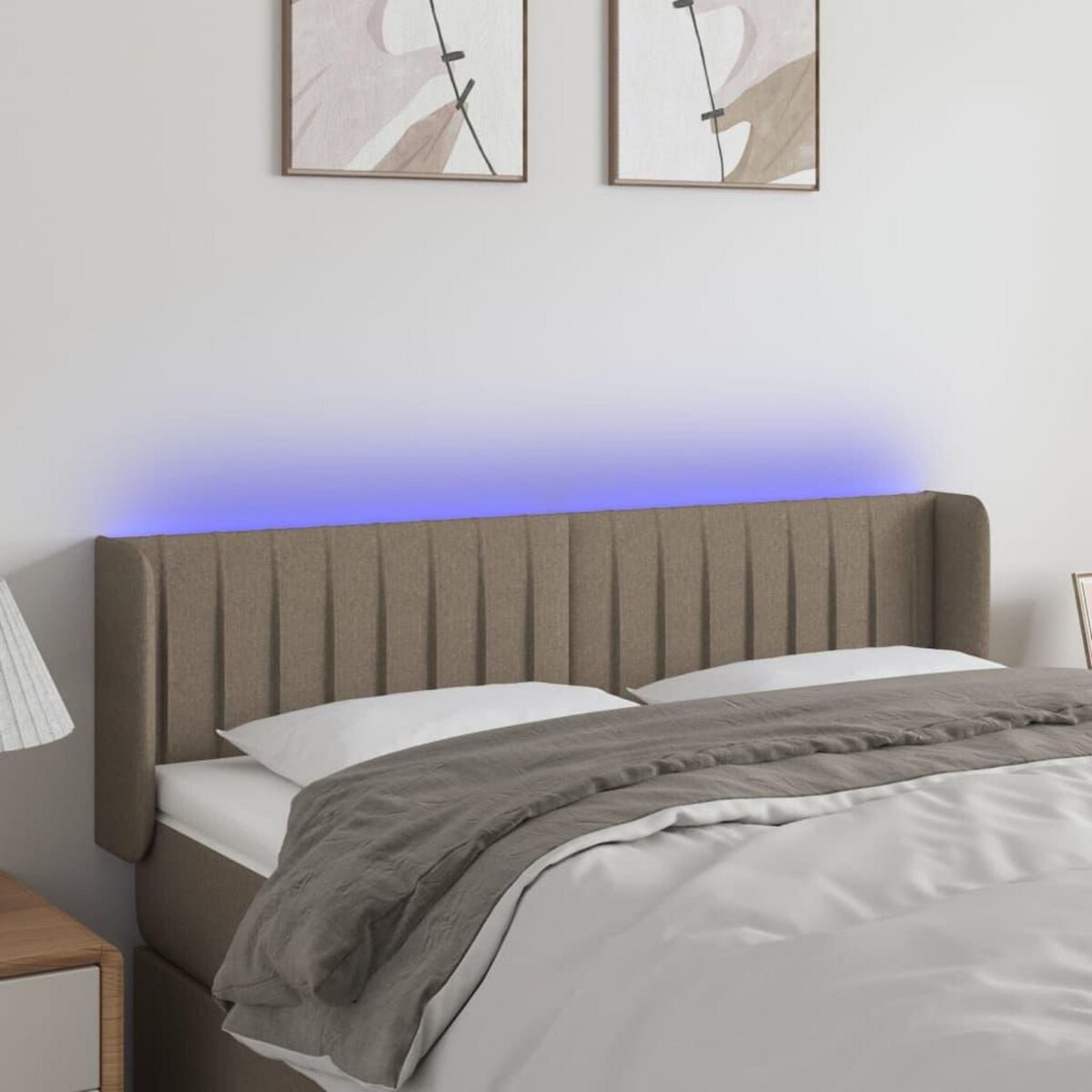 VIDAXL Tete de lit a LED Taupe 147x16x78/88 cm Tissu