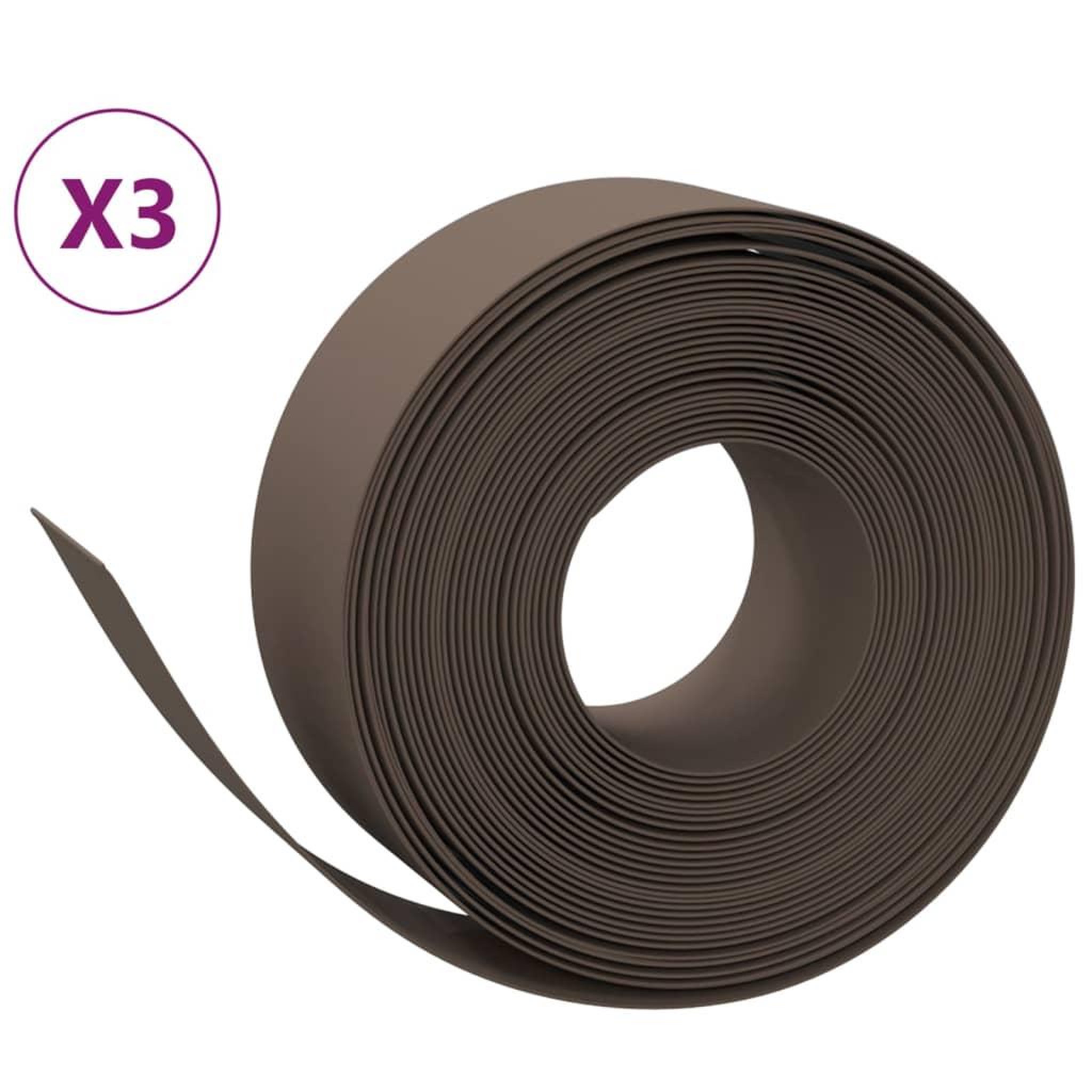 Voir la diapositive 2 : VIDAXL Bordures de jardin 3 pcs marron 10 m 20 cm polyethylene