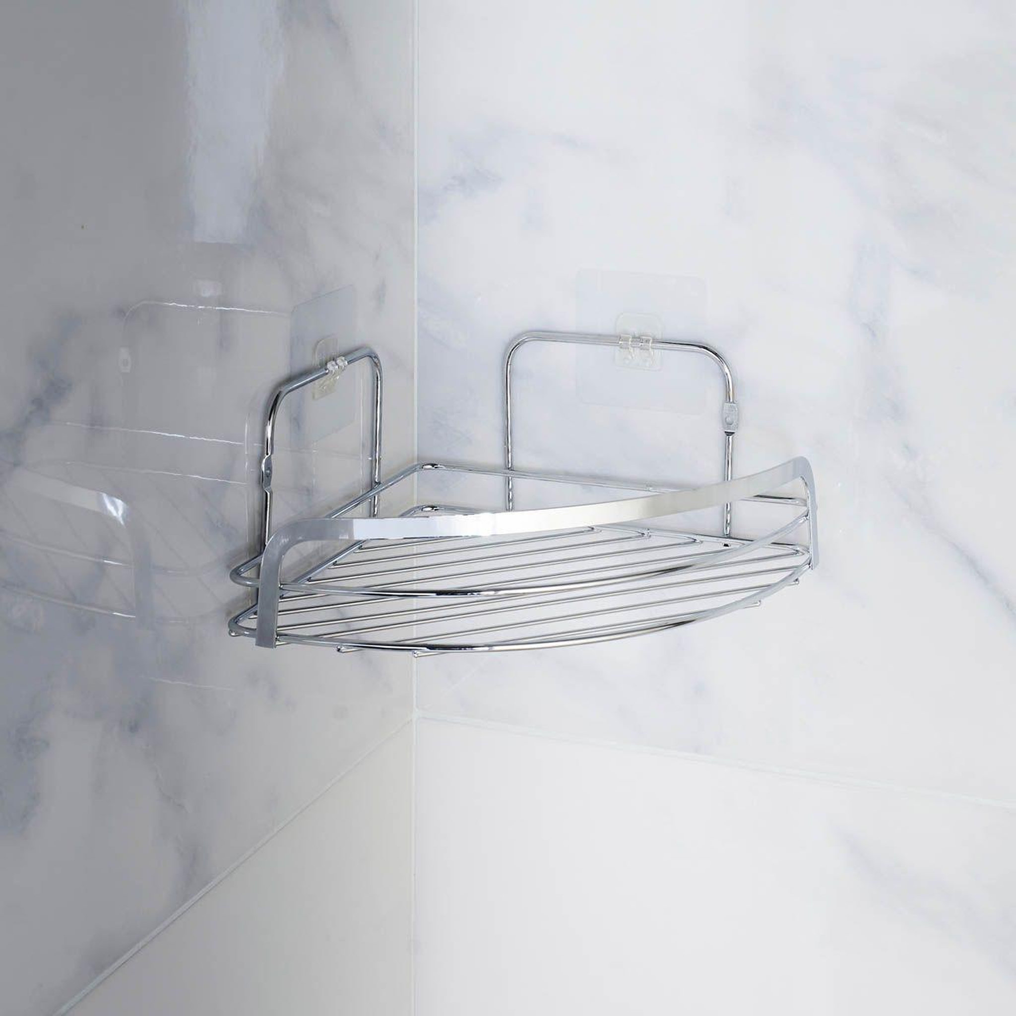 Voir la diapositive 2 : Douceur d'Intérieur Panier de douche angle adhésif  filaire premium  29cm chrome