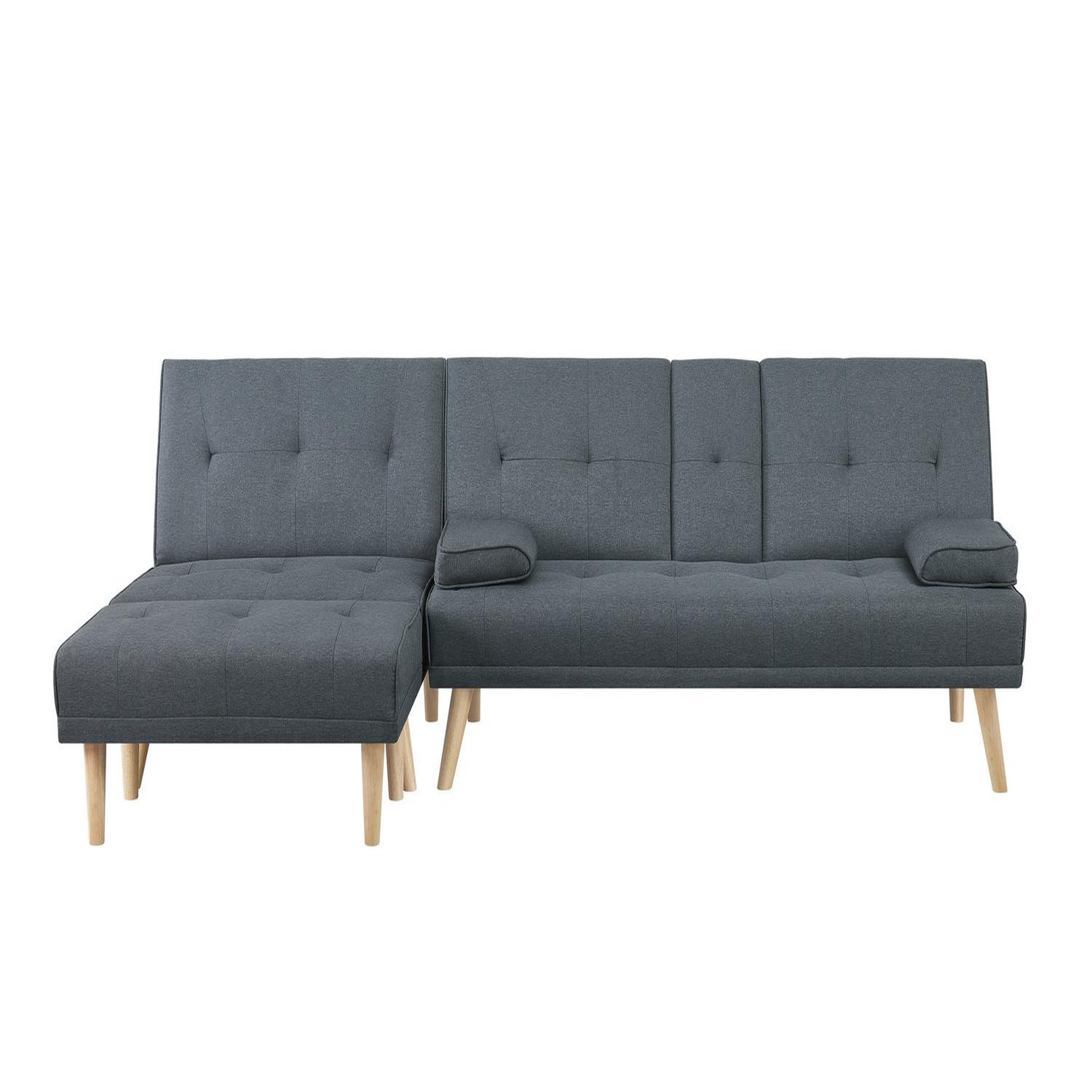 Voir la diapositive 1 : CONCEPT USINE Canapé scandinave convertible 5 places en tissu gris STOCKHOLM