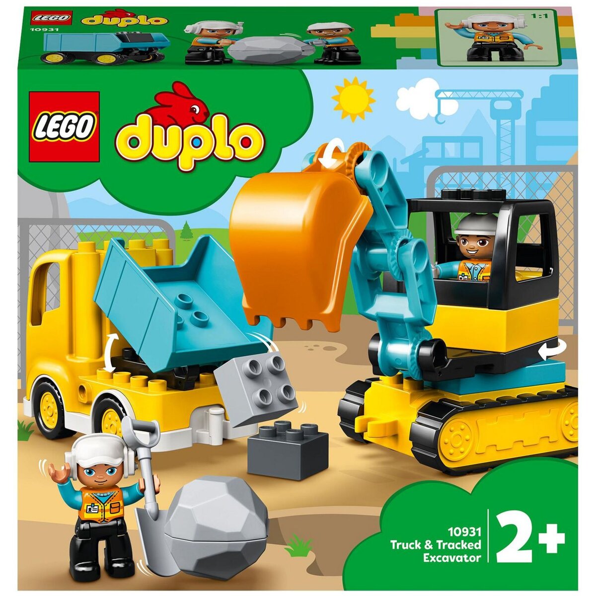 LEGO DUPLO 10931 - Le camion et la pelleteuse, Jouet Engin de Chantier pour Enfant de 2 Ans et Plus
