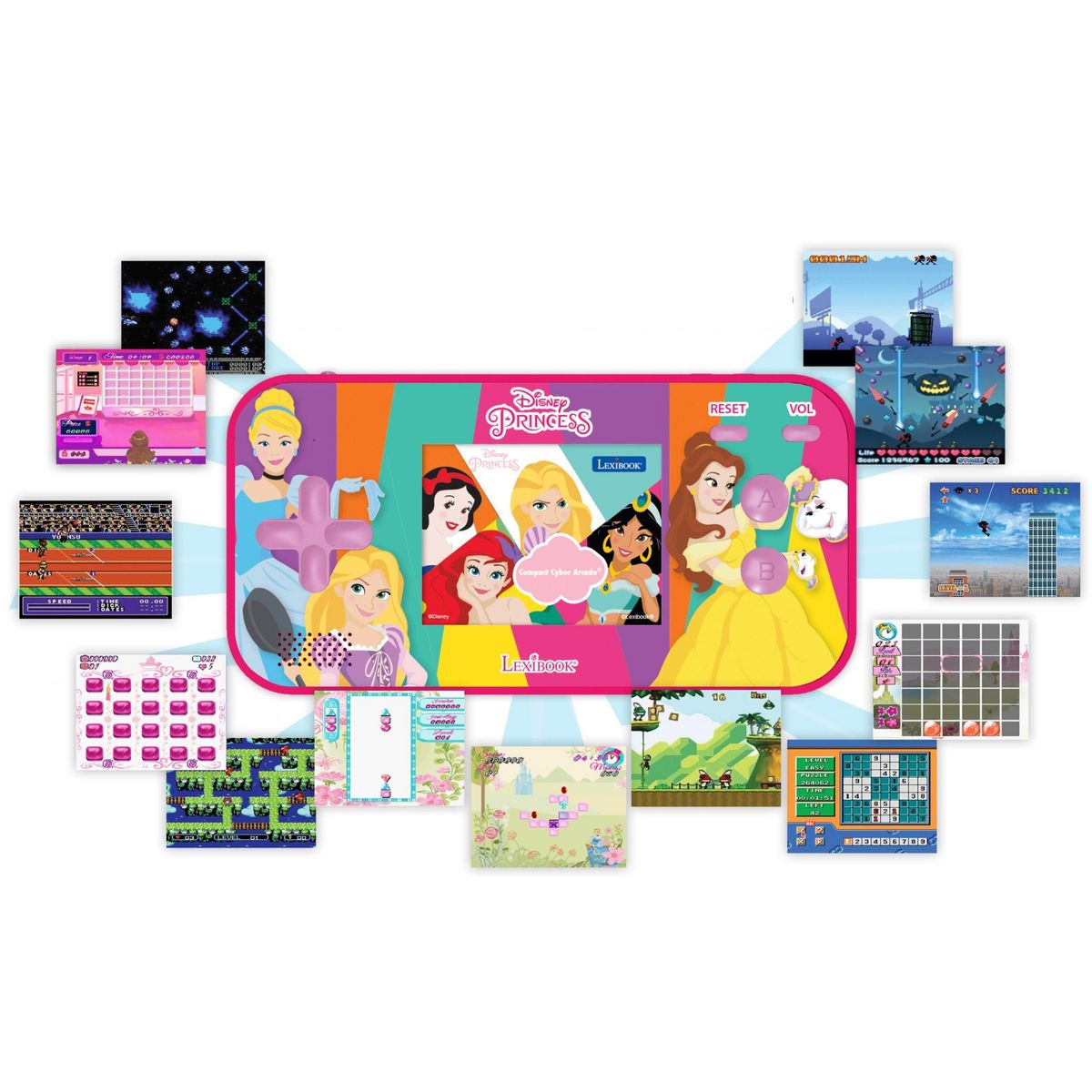 Lexibook Console de jeux portable couleur Disney Princesse Cyber Arcade Pocket