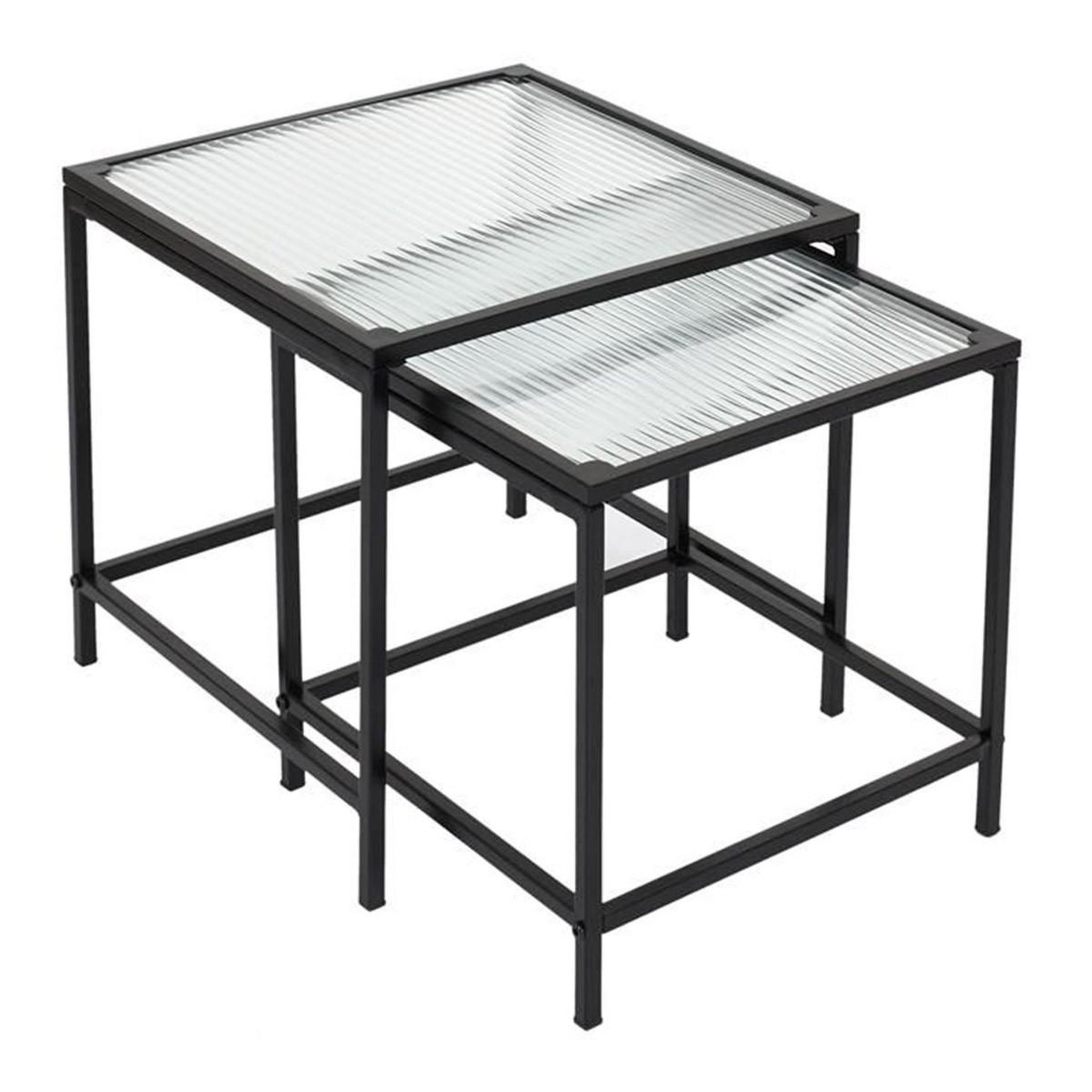 The Home Deco Factory Lot de 2 tables gigognes design  rosa  40cm noir