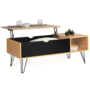 Voir la diapositive 2 : ID MARKET Table basse plateau relevable rectangulaire NOEMI bois pied épingle