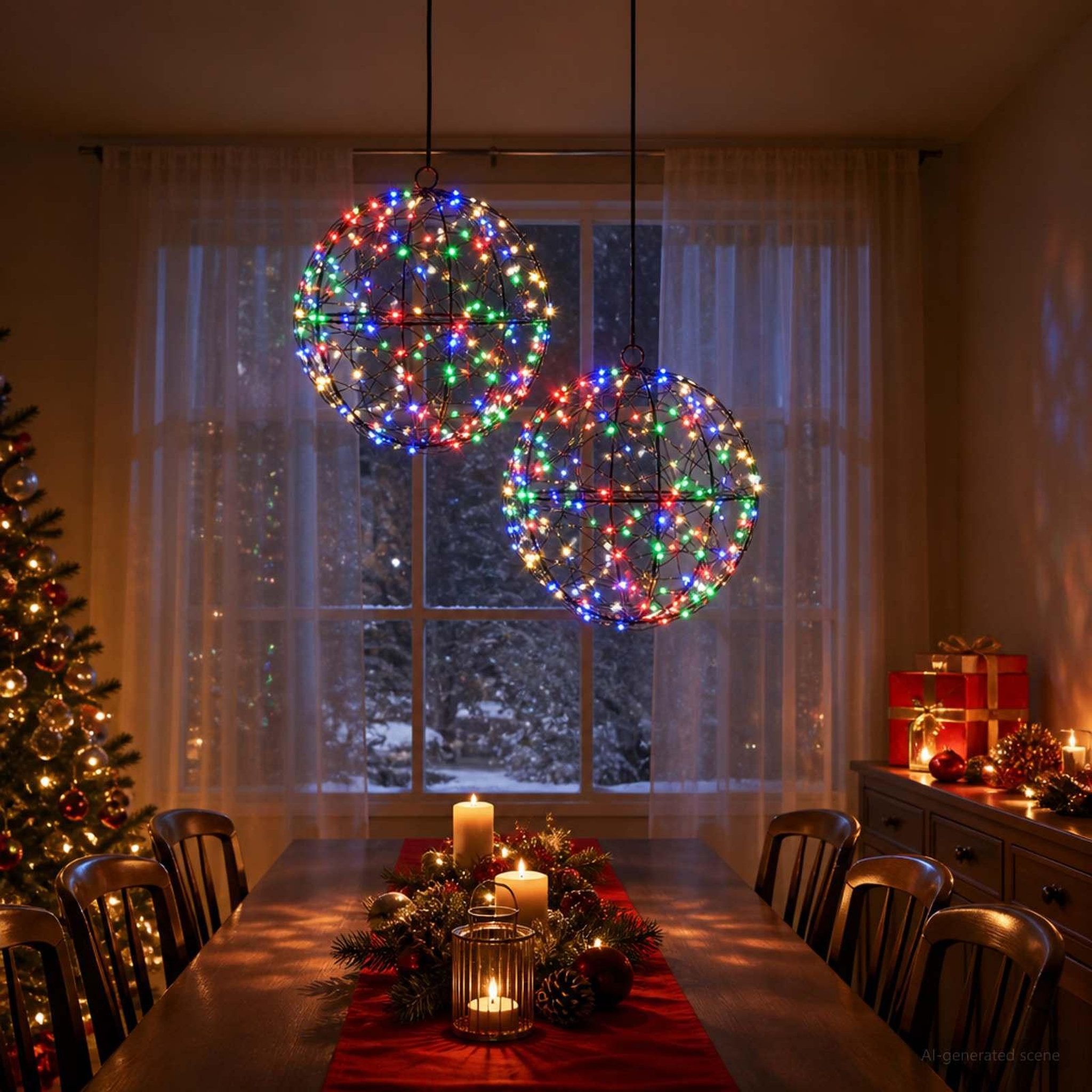 Voir la diapositive 2 : VIDAXL Lumiere de finial de Noël 2 pc 400 LED Multicolore Ø 20 x 22 cm