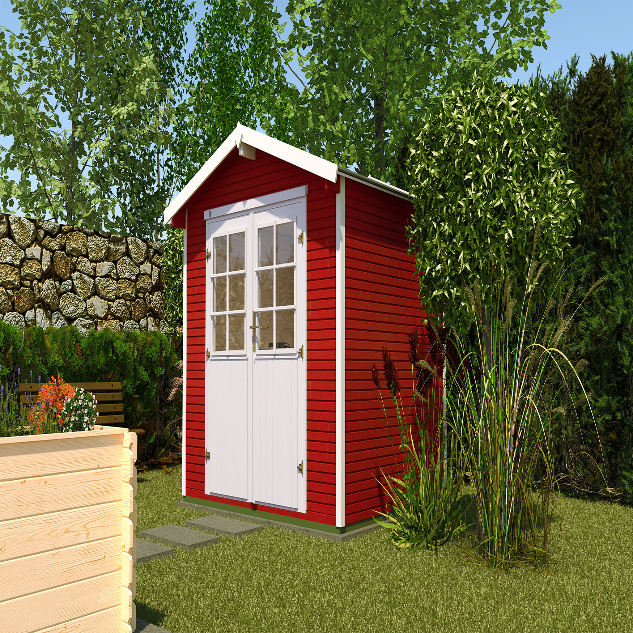 Voir la diapositive 1 : WEKA Abri de jardin bois - Rouge - 4,68m²