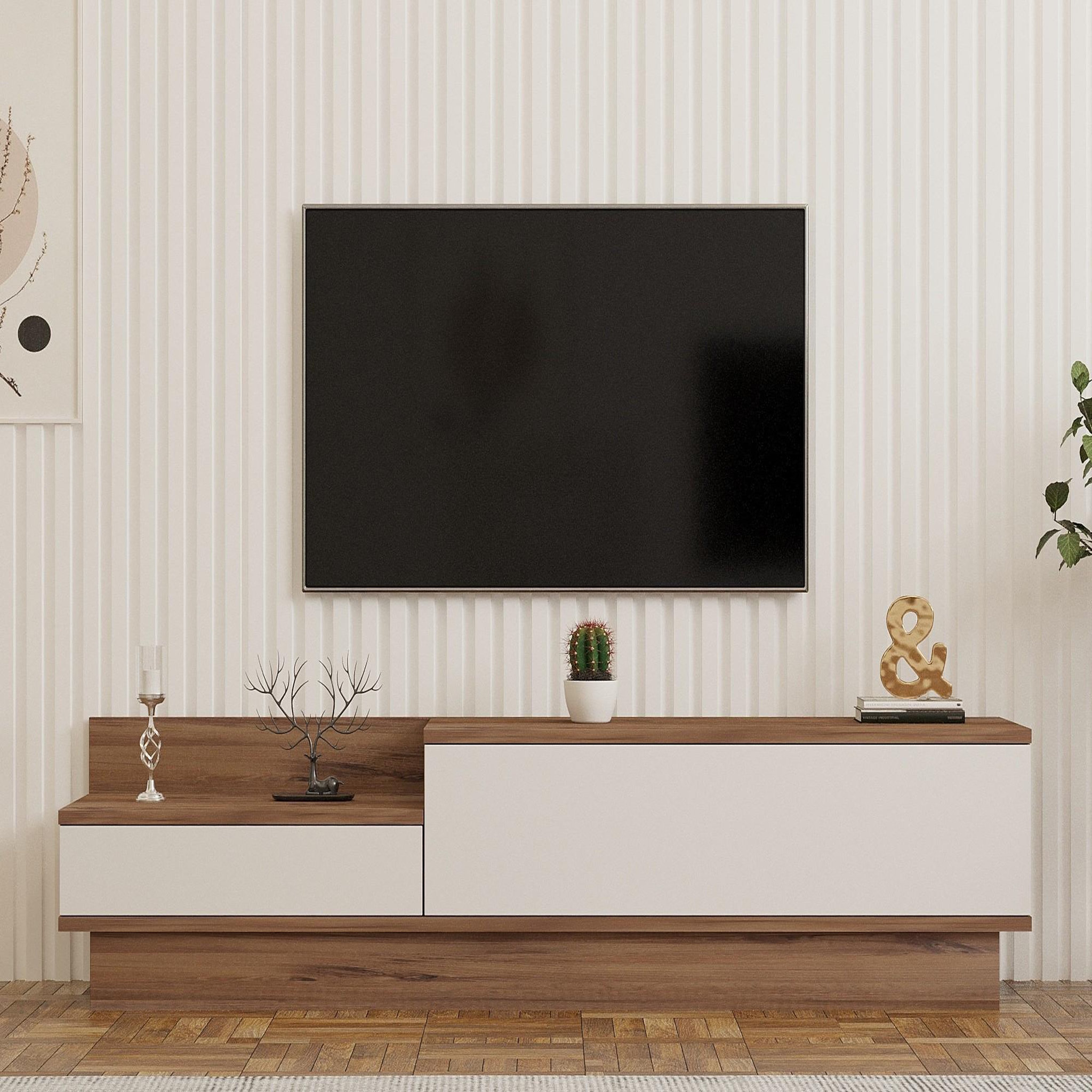 Voir la diapositive 3 : Habitat et Jardin Meuble tv en bois  barko  - 160 x 35 x 35 cm - pin atlantiqueblanc