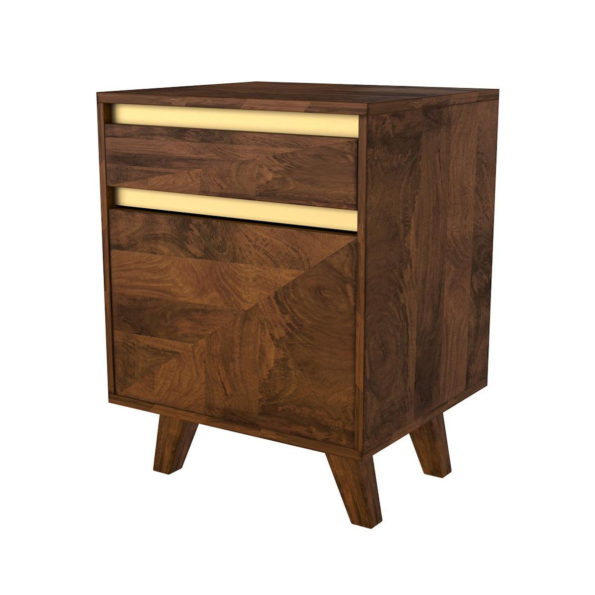Rendez vous déco Table de chevet en bois détails dorés, 1 tiroir et 1 porte-Tripoli