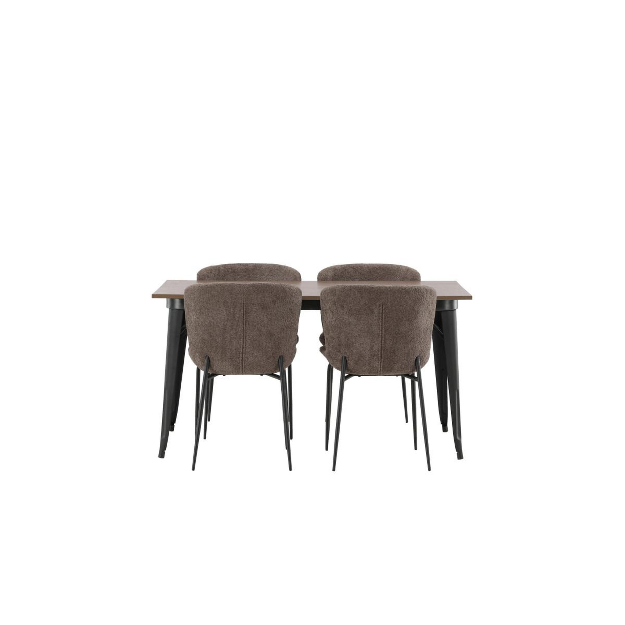 Voir la diapositive 2 : Paris Prix Ensemble table à manger & 4 chaises  tempe & modesto  140cm marron