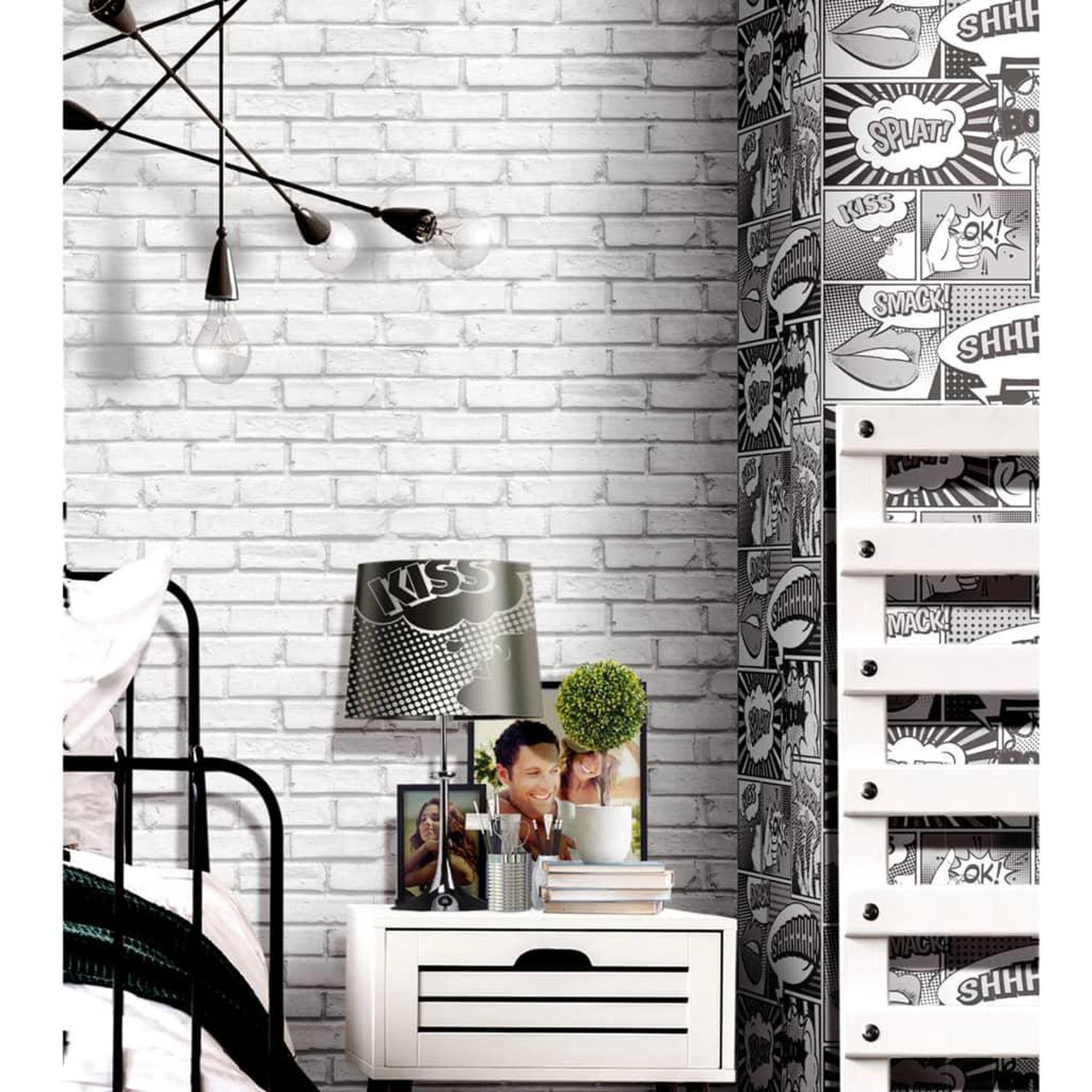 Voir la diapositive 1 : Noordwand Urban Friends & Coffee Papier peint Briques Gris et blanc