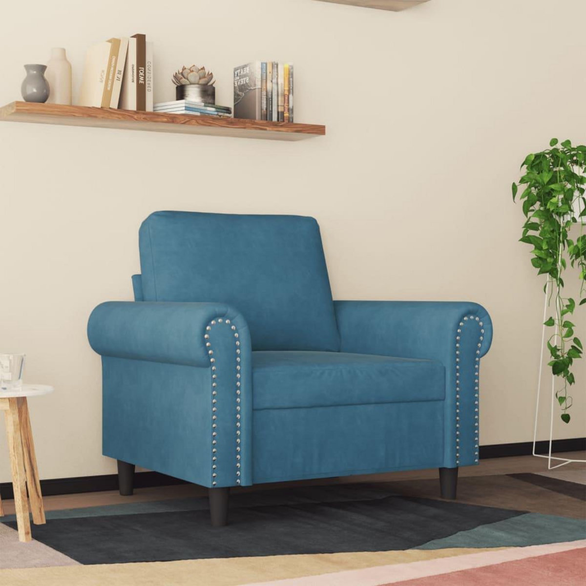 VIDAXL Fauteuil Bleu 60 cm Velours