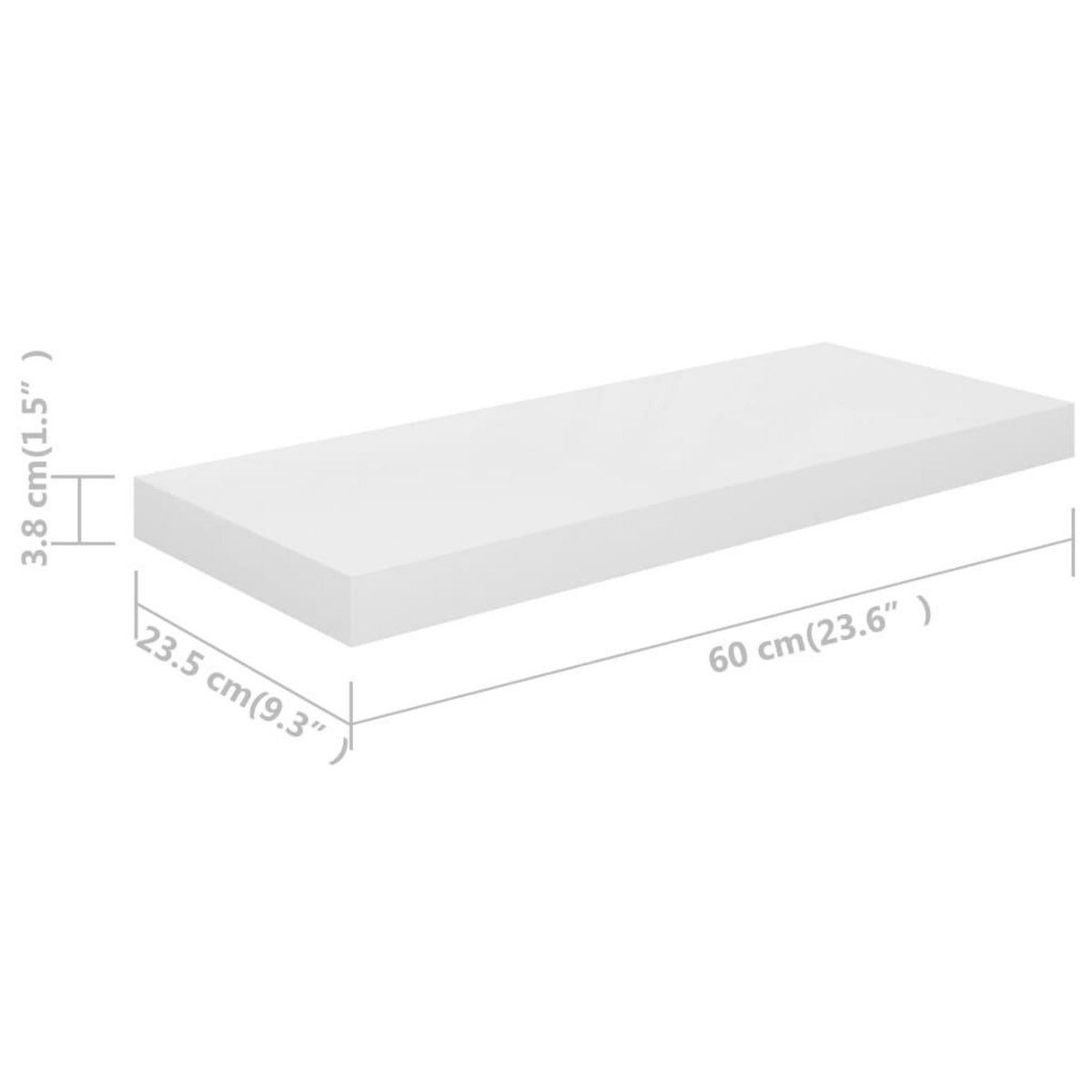 VIDAXL Etagere murale flottante Blanc brillant 60x23,5x3,8 cm MDF
