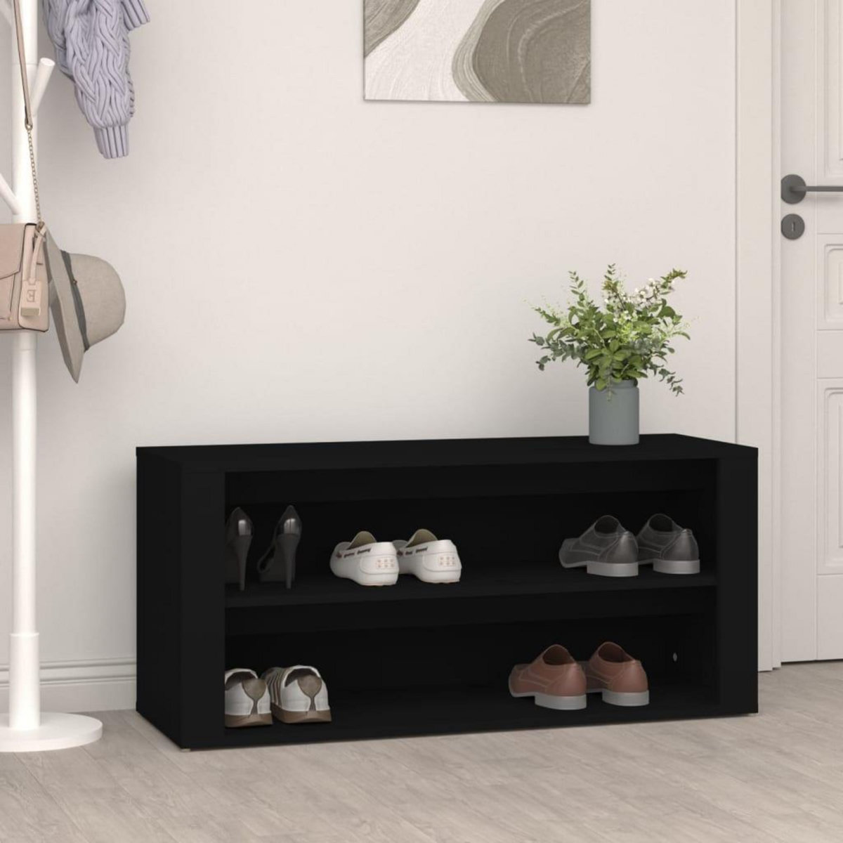 VIDAXL Etagere a chaussures Noir 100x35x45 cm Bois d'ingenierie