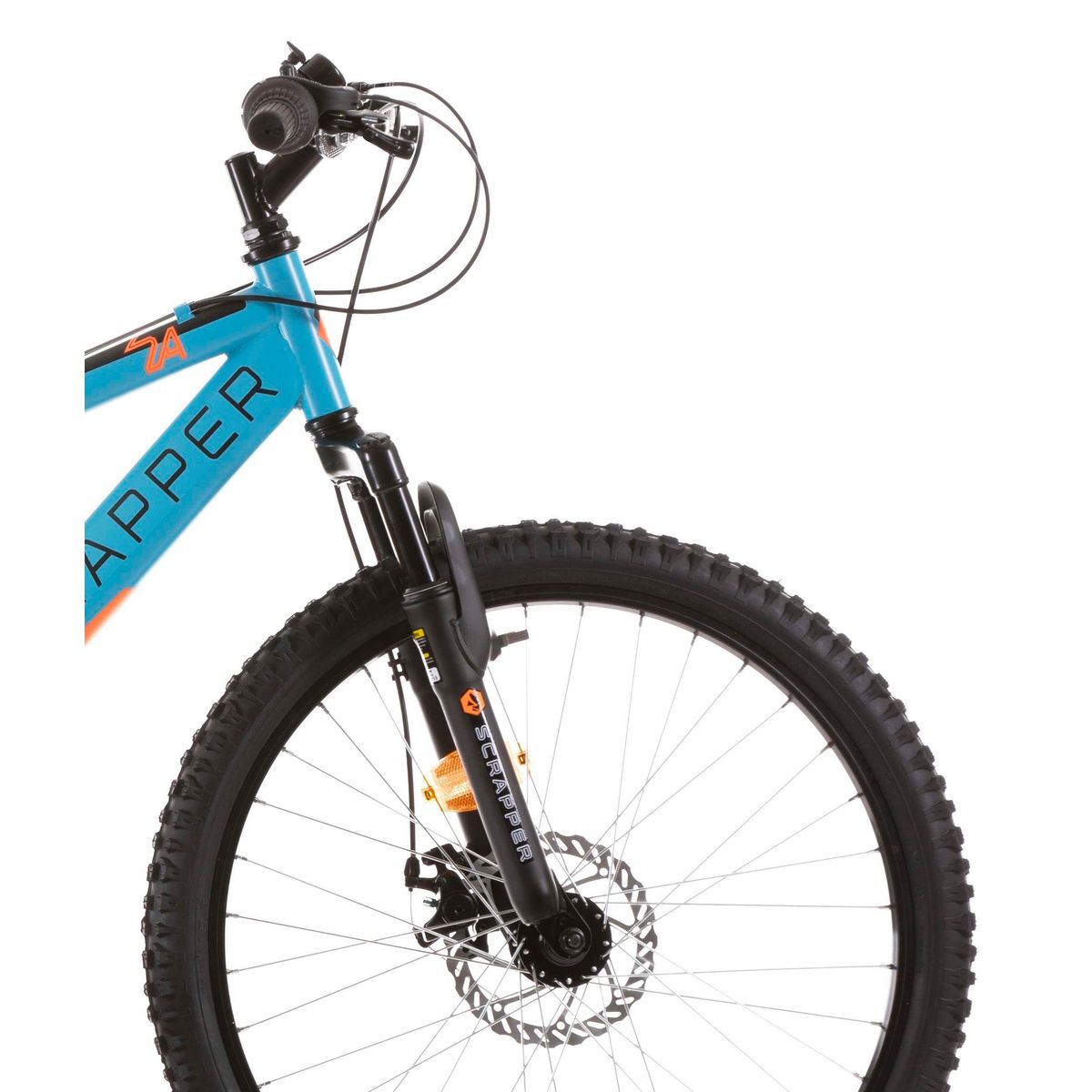SCRAPPER Vélo enfant (140-160 cm) - VTT 24'' Tout suspendu SCRAPPER - Fourche télescopique - 18 Vitesses - Dérailleur shimano - Frein à disque avant et V-Brake à l'arrière