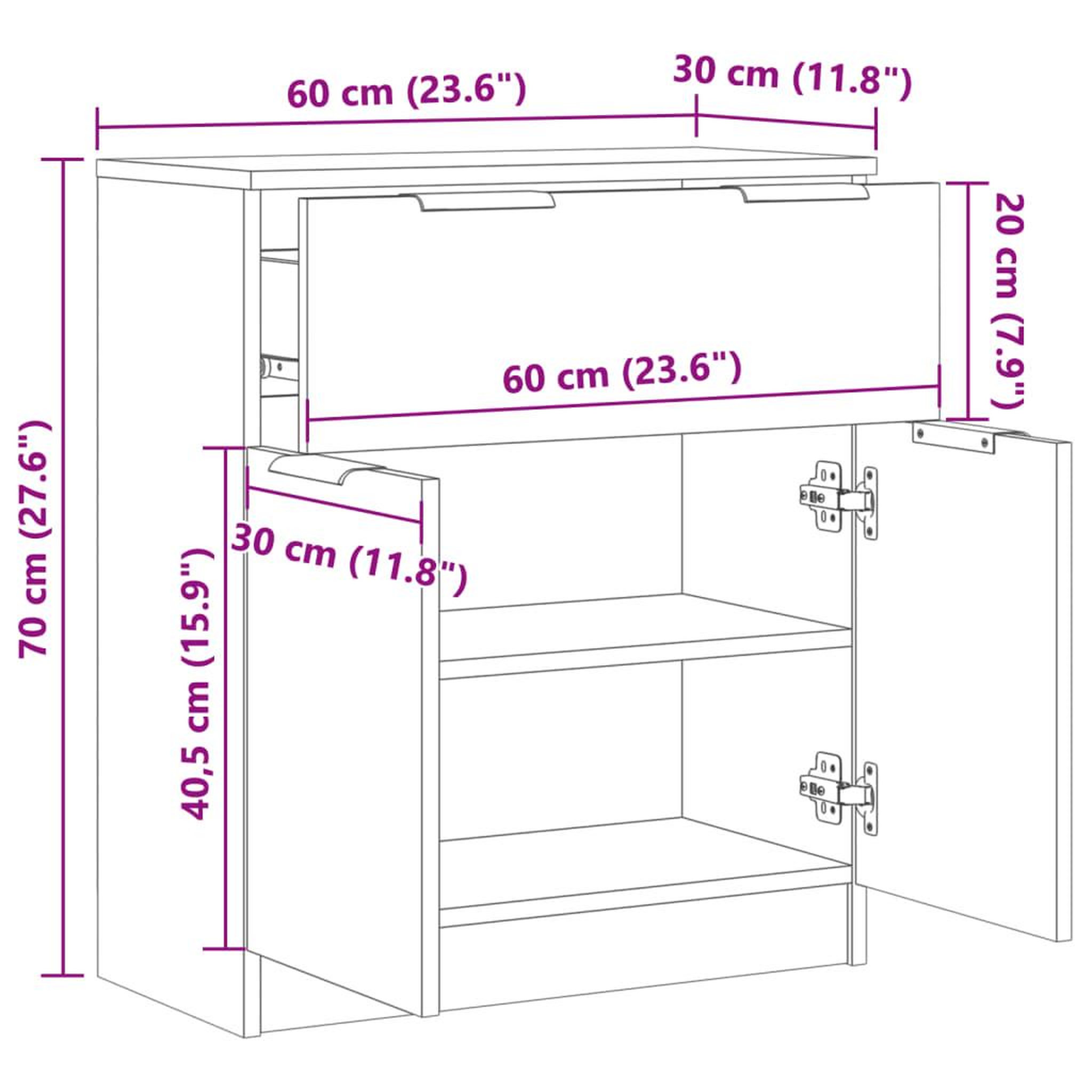 Voir la diapositive 6 : VIDAXL Buffet vieux bois 60x30x70 cm bois d'ingenierie