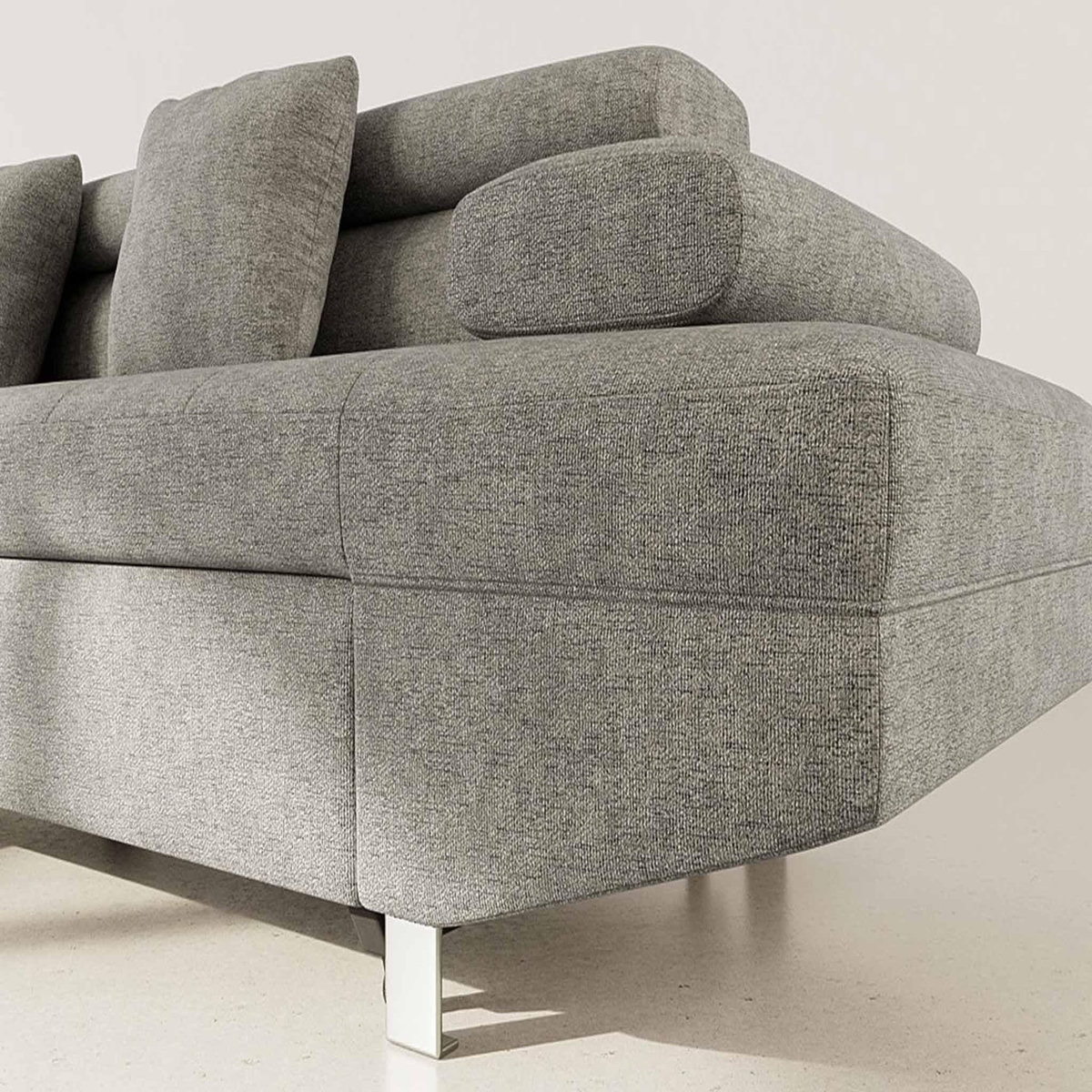 BEST MOBILIER Margaux - canapé d'angle gauche 5 places convertible avec coffre et têtières réglables en velours texturé