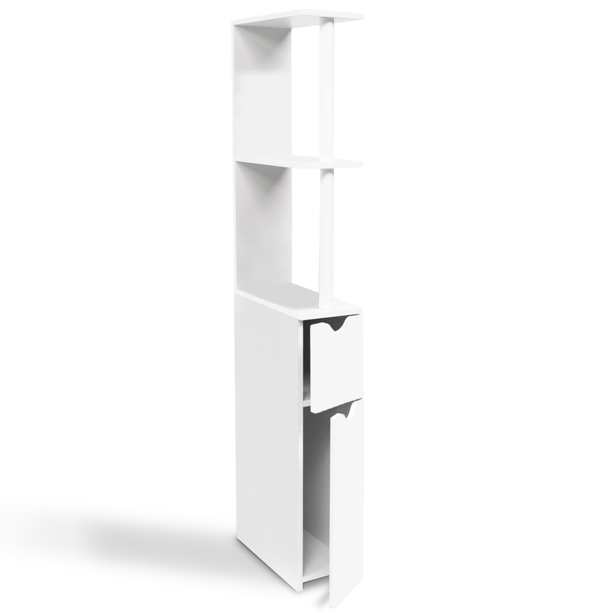 Voir la diapositive 4 : ID MARKET Meuble wc étagère willy bois 2 portes blanc