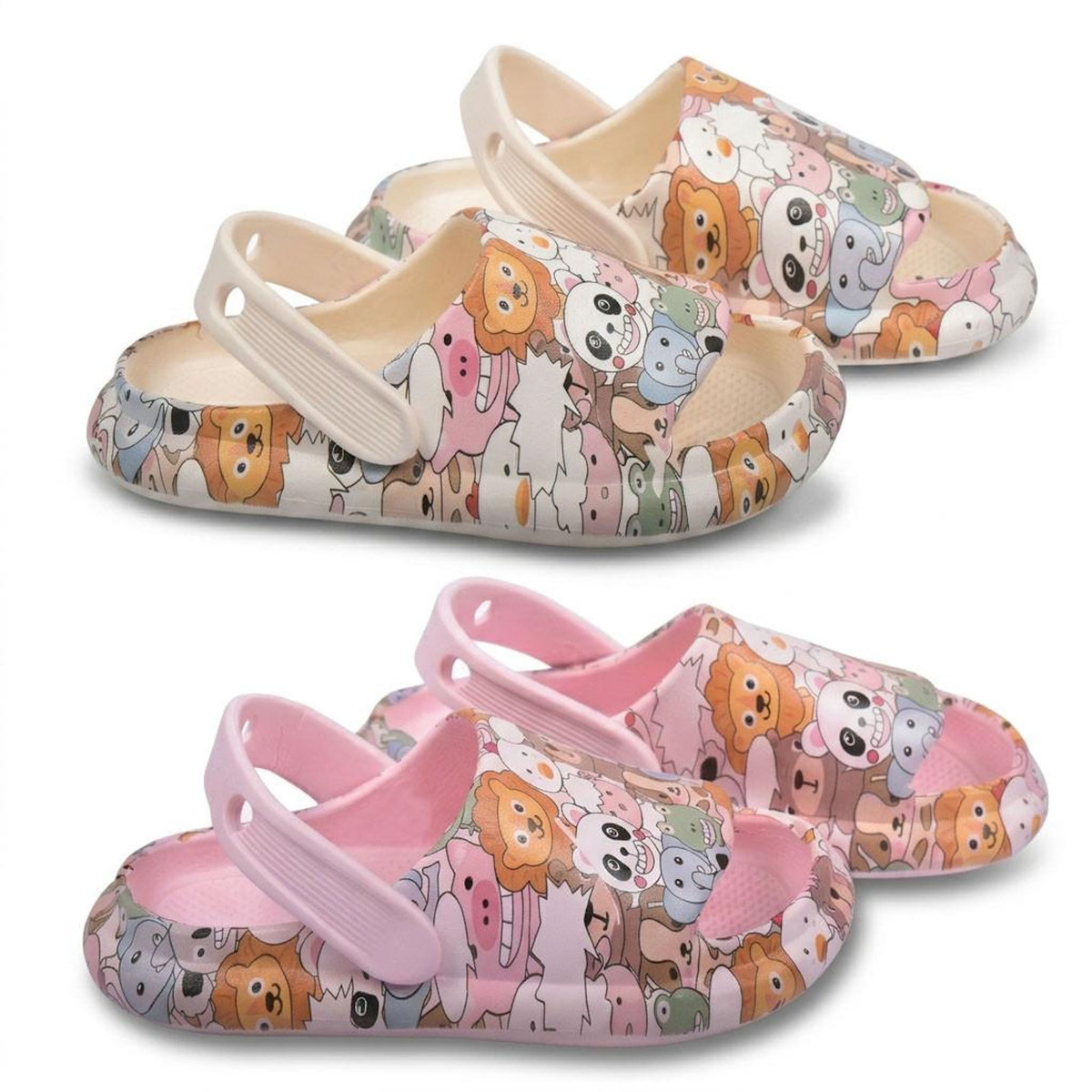OZABI OZABI Pack 2 Paires Sabots Enfant - Imprimé Animaux Kawaii - Lanière Pivotante