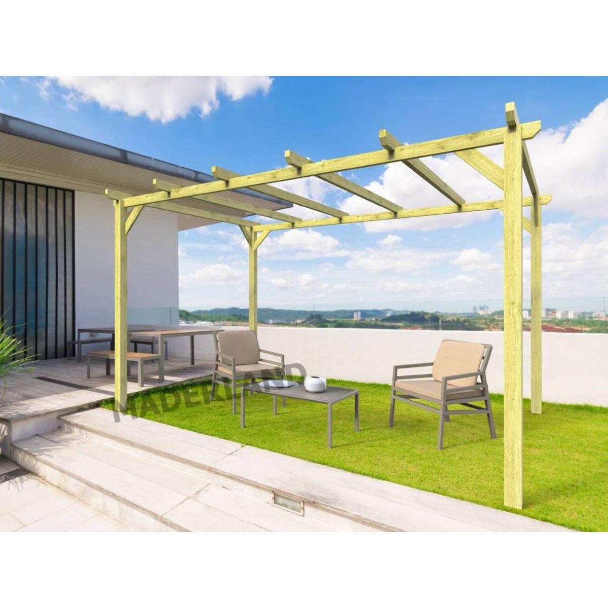JARDIDECO Pergola massive en bois Tours 420 x 300 cm - Maderland