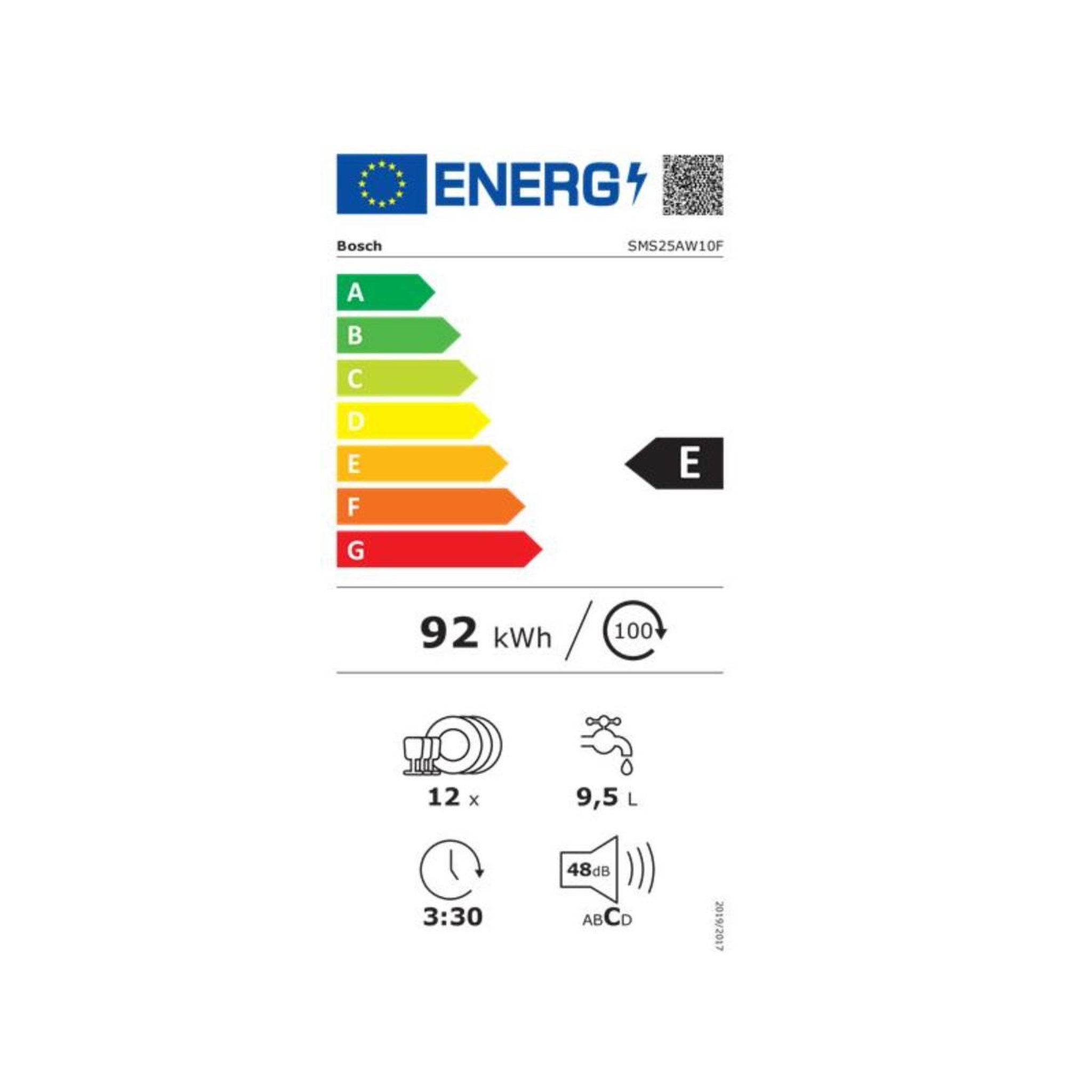Voir la diapositive 2 : BOSCH Lave-vaisselle 60cm 12 couverts 48db blanc - SMS25AW10F
