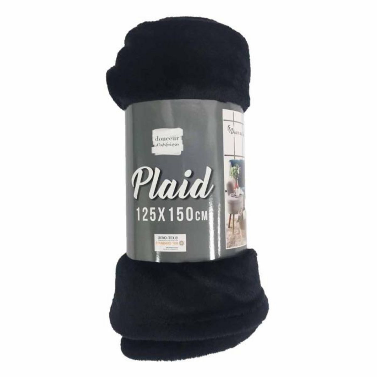 Paris Prix Plaid Uni en Flanelle  Flanou  125x150cm Noir