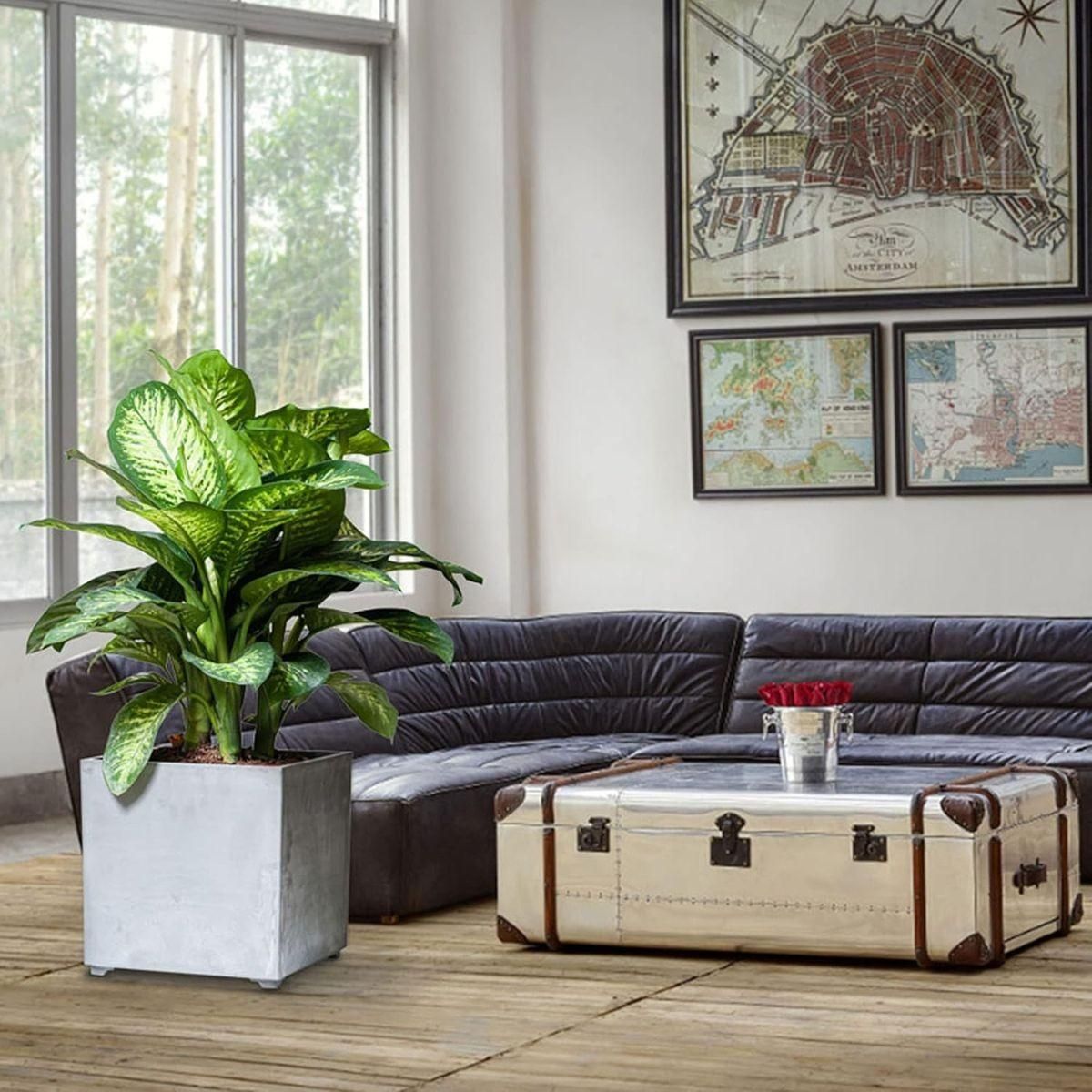 ART PLAST Pot de Fleur Carré Gris 50L 40x40cm - Jardinière Extérieure Balcon Terrasse Jardin ARTPLAST