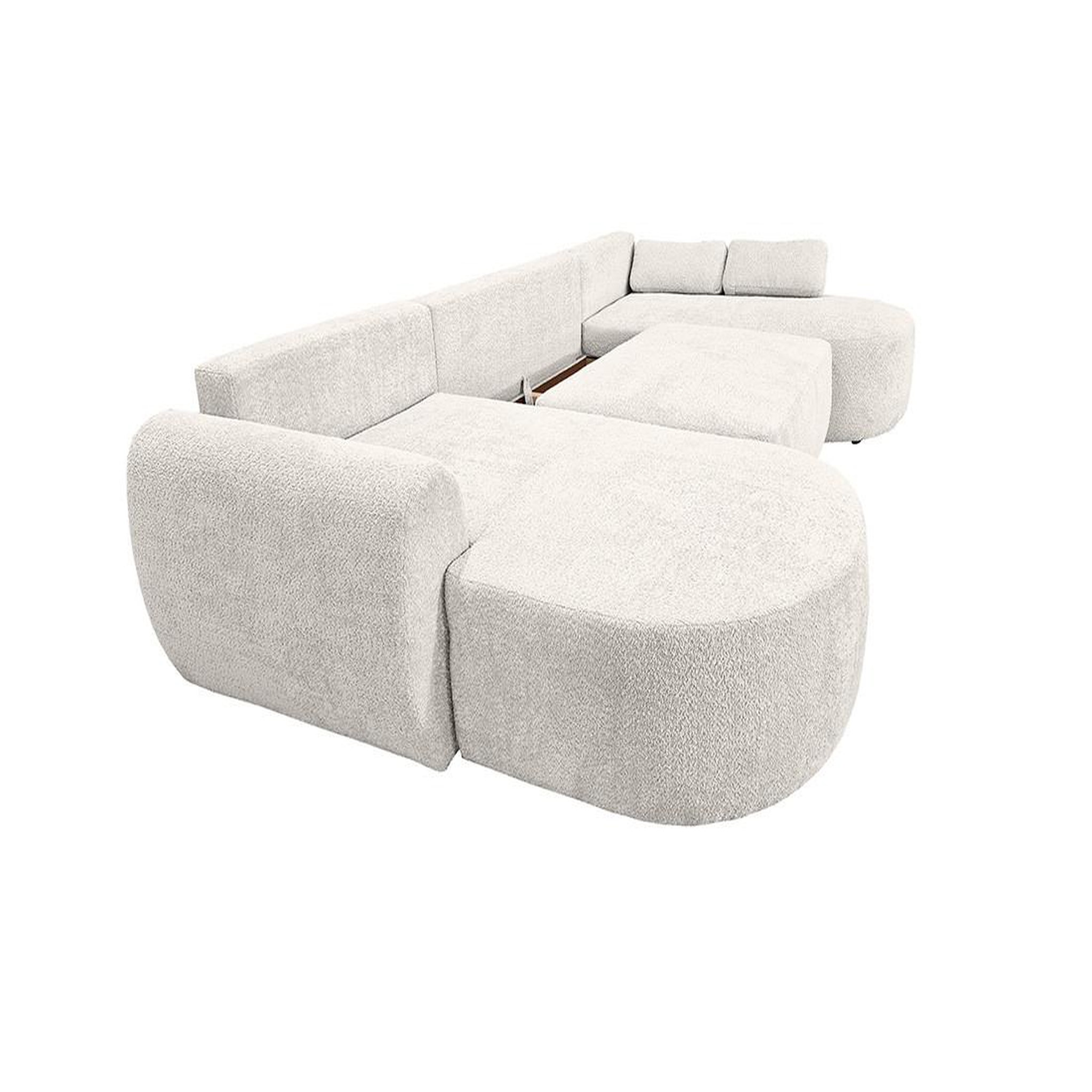 Voir la diapositive 3 : BEST MOBILIER Mahina - canapé panoramique en u 7 places - convertible avec coffre - en tissu bouclette