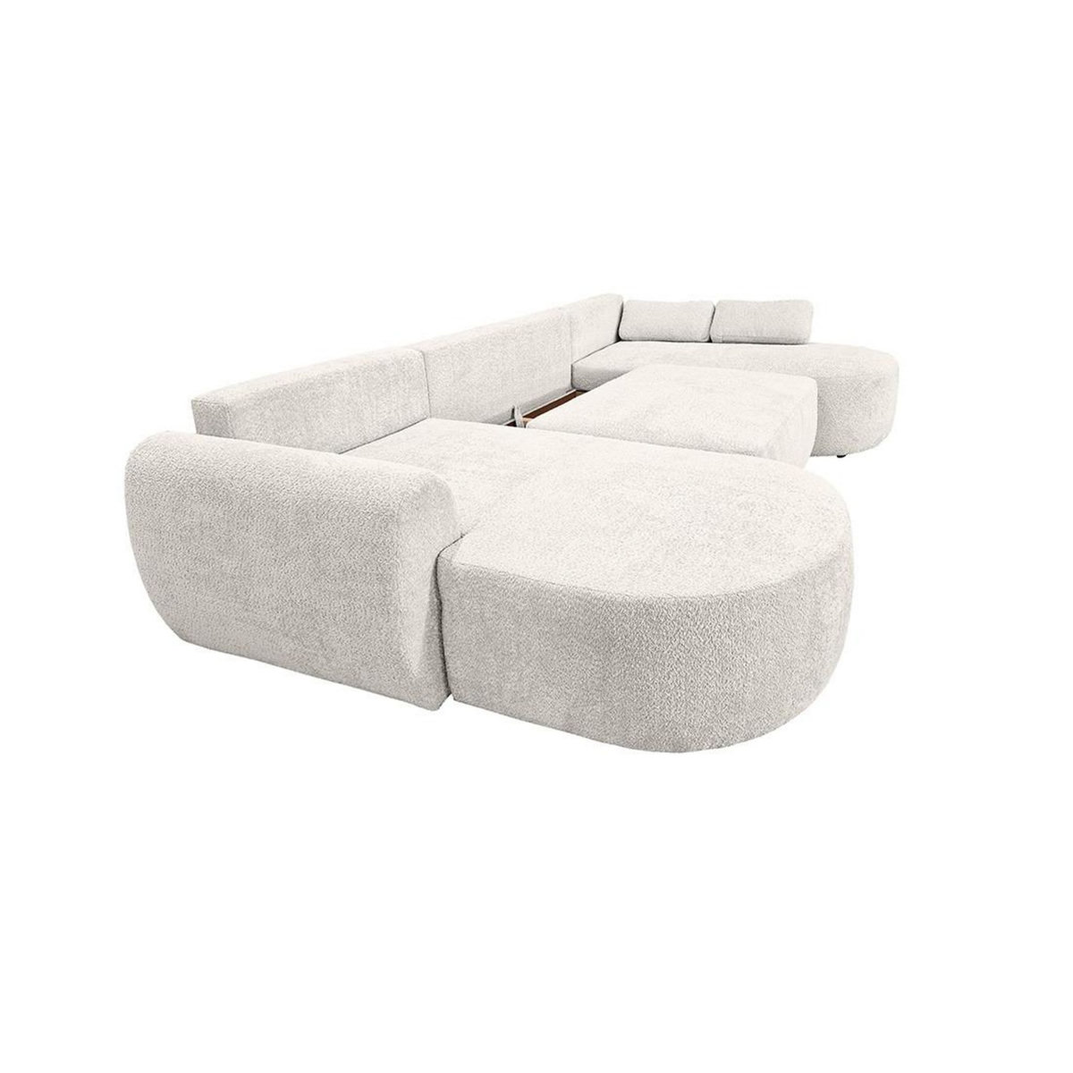 BEST MOBILIER Mahina - canapé panoramique en u 7 places - convertible avec coffre - en tissu bouclette