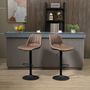 Voir la diapositive 2 : HOMCOM Lot de 2 tabourets de bar Vintage pivotant réglable - repose-pied - revêtement synthétique marron