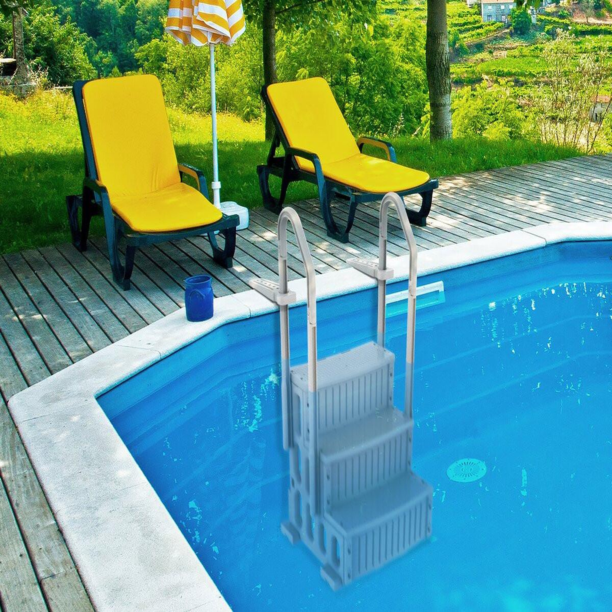 Voir la diapositive 2 : Habitat et Jardin Escalier simple de piscine  nathan  - 3 marches - en plastique