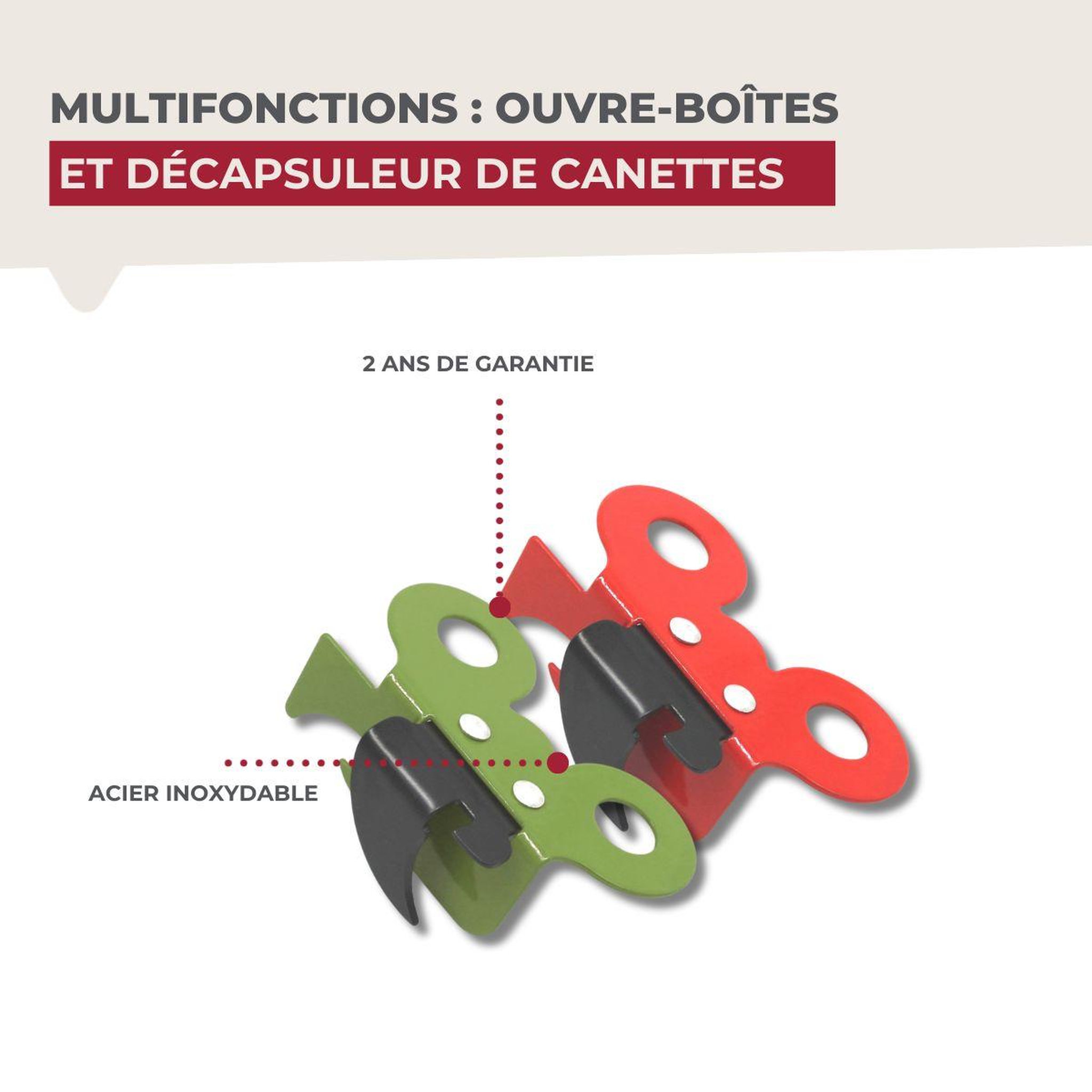 Voir la diapositive 4 : Fackelmann Ensemble de 2 ouvre-boîtes manuel papillon fackelmann