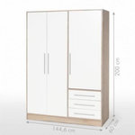 MARKET24 Armoire - Bois aggloméré chene et blanc - Contemporain - Chambre - L 144,6 cm