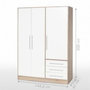 Voir la diapositive 1 : MARKET24 Armoire - Bois aggloméré chene et blanc - Contemporain - Chambre - L 144,6 cm