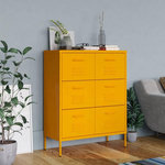 VIDAXL Armoire a tiroirs Jaune moutarde 80x35x101,5 cm Acier