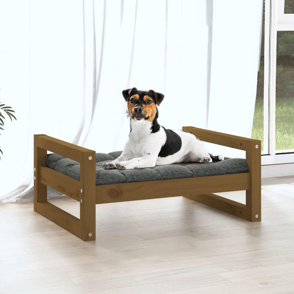 VIDAXL Lit pour chien Marron miel 55,5x45,5x28 cm Bois de pin solide
