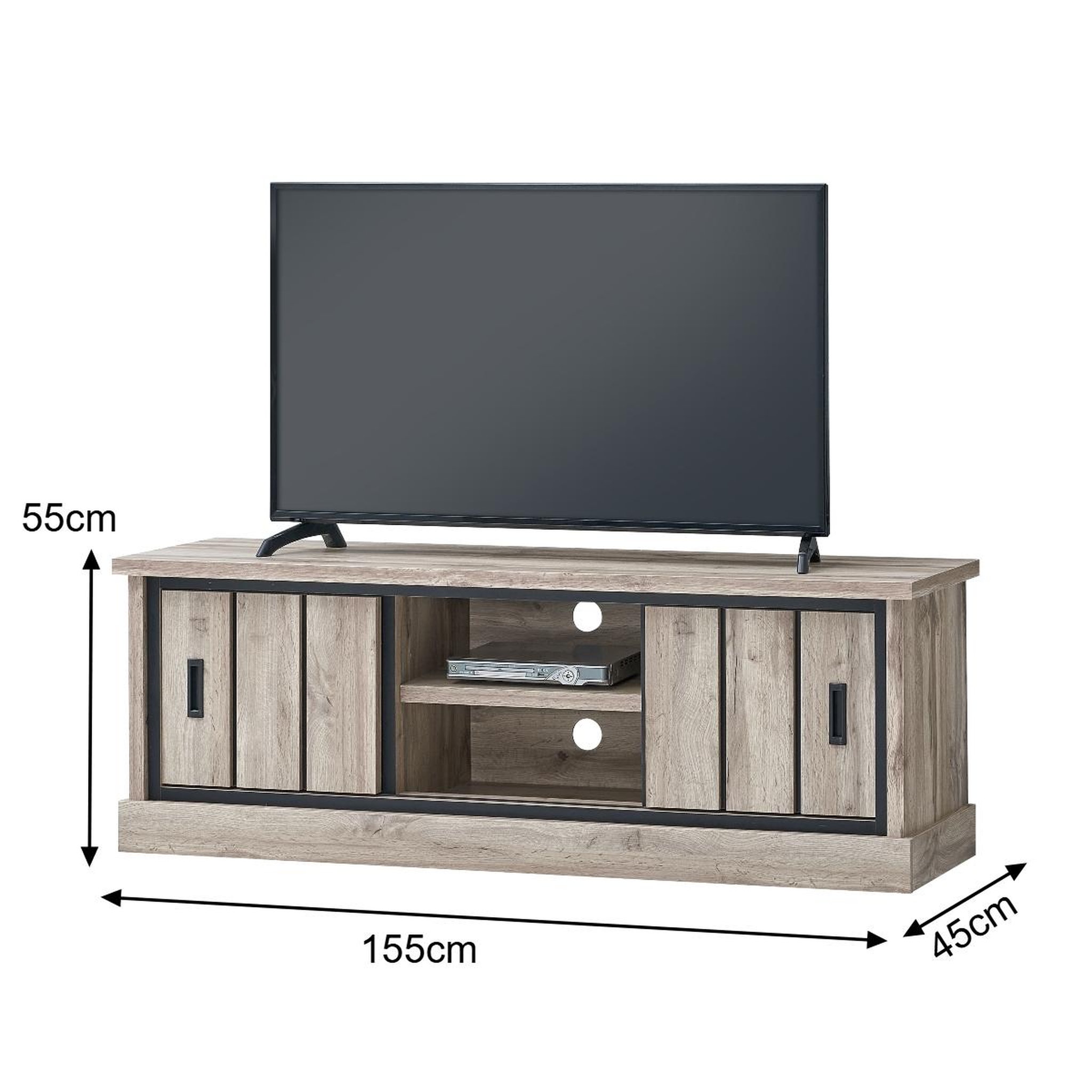 Voir la diapositive 4 : JLC KREATION Meuble tv 155cm chêne gris style industriel alicia