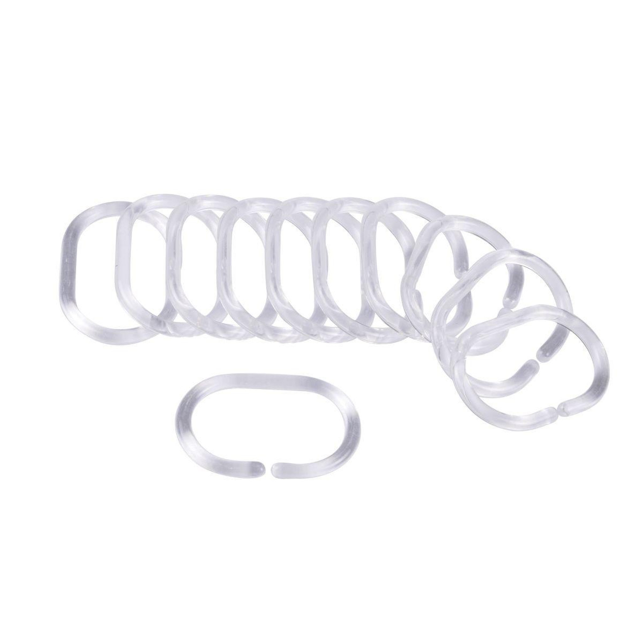 Douceur d'Intérieur Lot de 12 anneaux de rideau de douche translucides  vitamine ii  6cm blanc