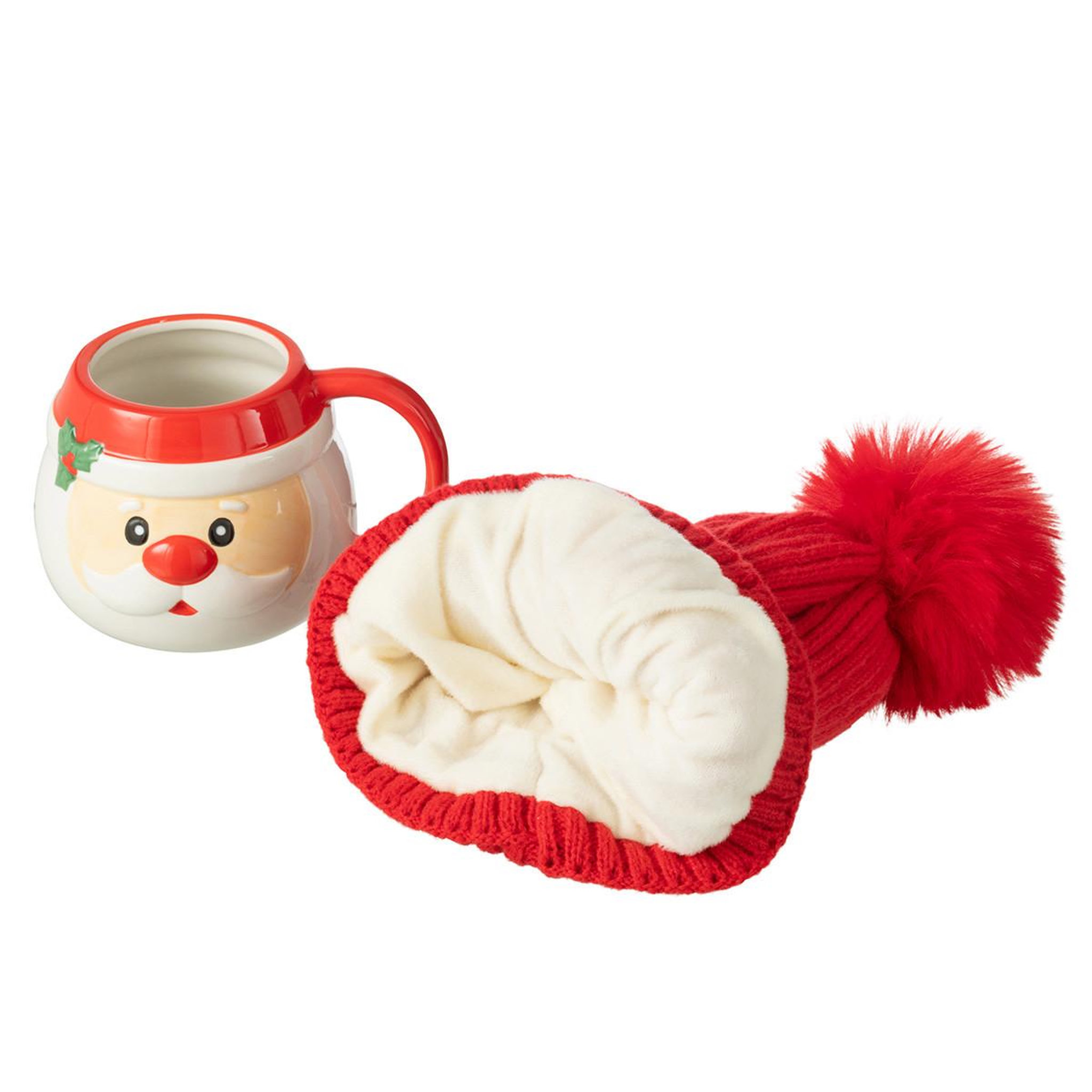 Voir la diapositive 3 : J-LINE Tasse en céramique & bonnet  père noël  30cm multicolore