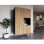 Voir la diapositive 2 : BEST MOBILIER Felicia - armoire - effet bois et noir - 120x200 cm