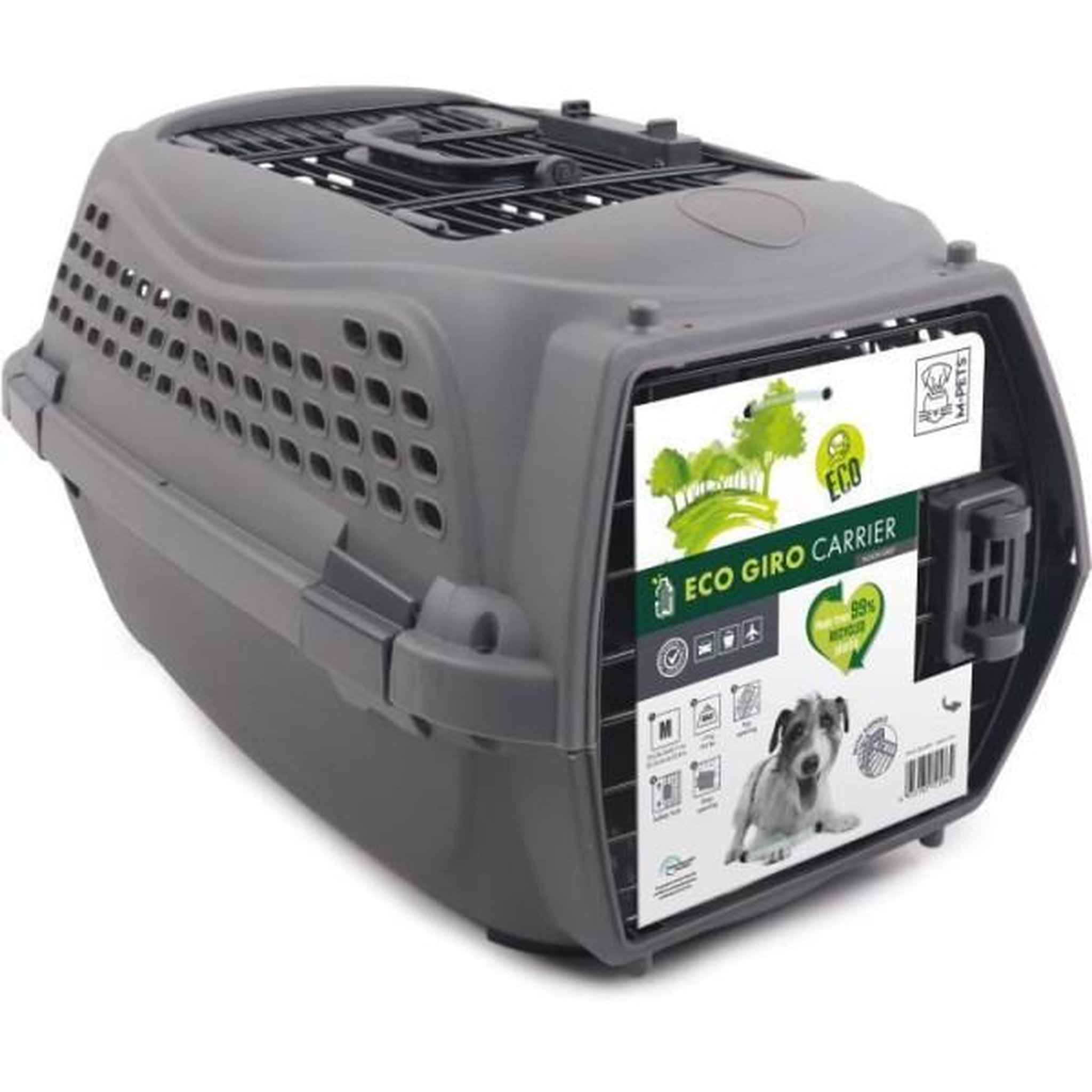 Voir la diapositive 3 : M PETS Caisse de transport pour chat m.pets eco giro - cage en plastique - taille m - gris